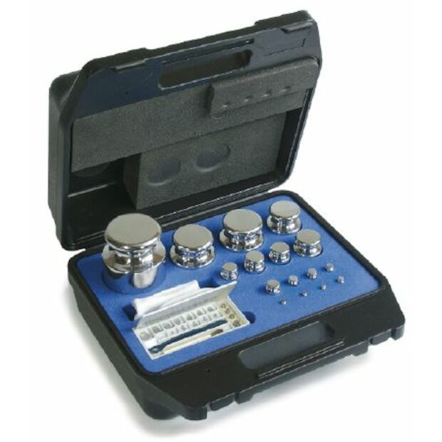 F1 Gewichtssatz, 1 g - 100 g Messing vernickelt, im Kunststoffkoffer