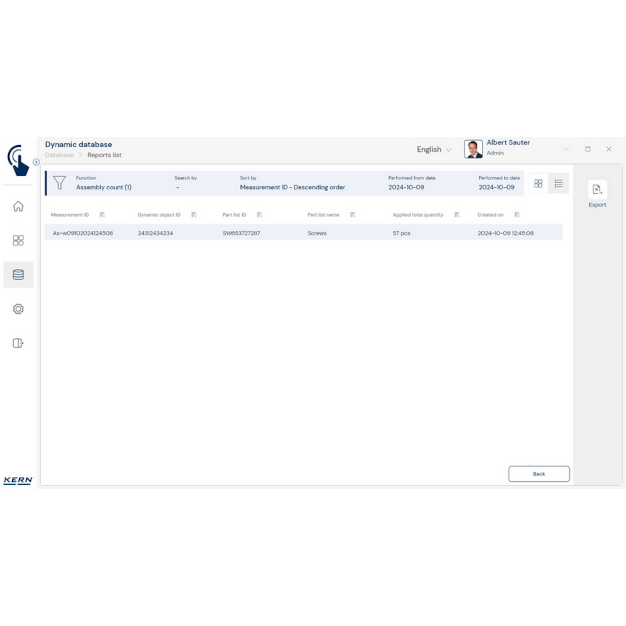 Software EasyTouch SET-35 Assembly Count