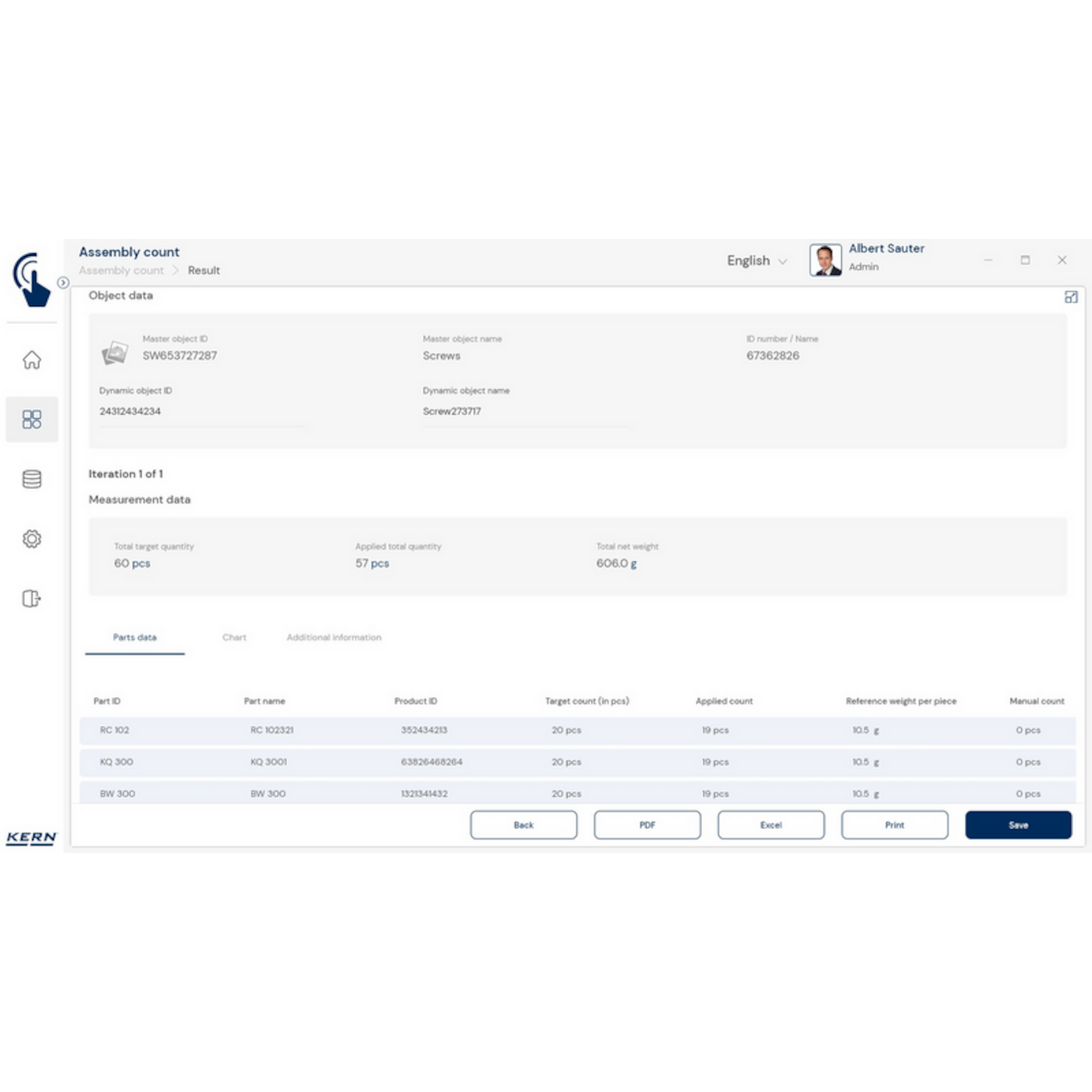 Software EasyTouch SET-35 Assembly Count