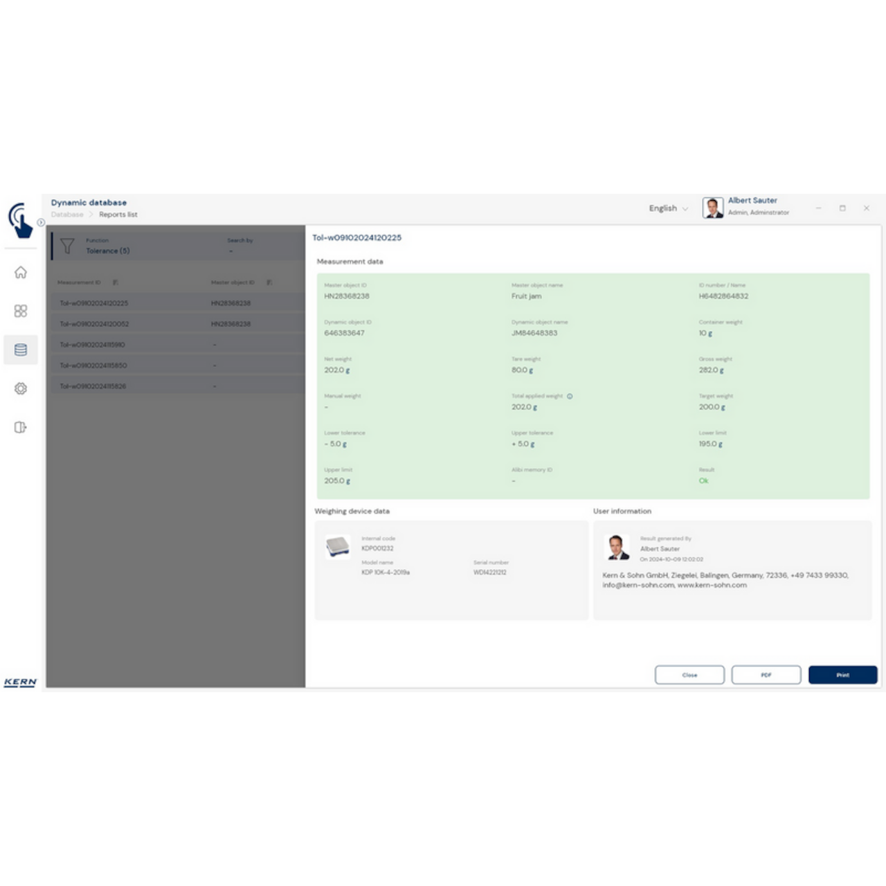 Software EasyTouch SET-31 Tolerance