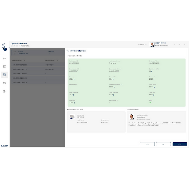 Software EasyTouch SET-31 Tolerance