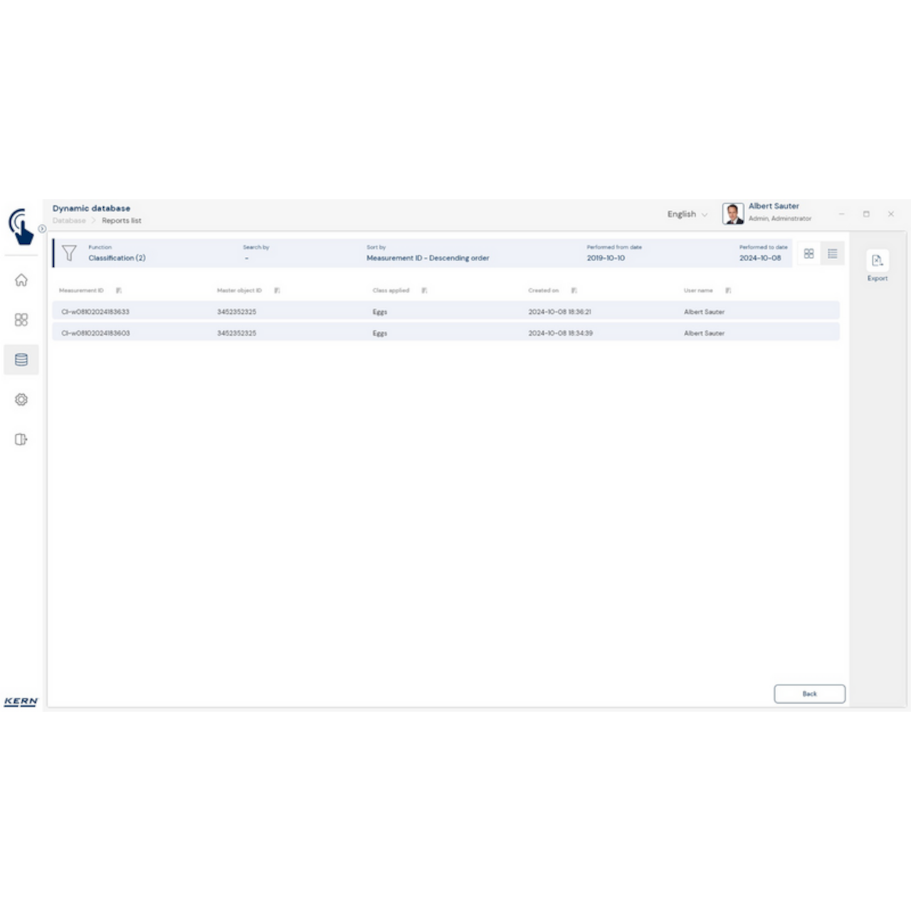 Software EasyTouch SET-06 Classification