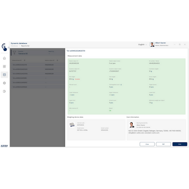 Software EasyTouch SET-31 Tolerance