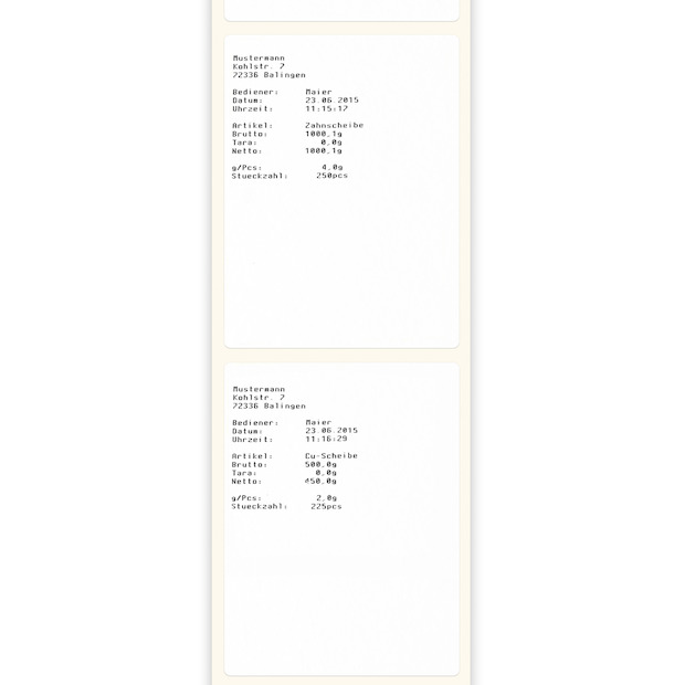 Etikettendrucker zum Ausdruck von Wägewerten auf Thermoetiketten, ASCII-fähig