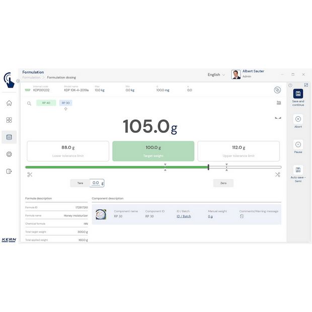 Software EasyTouch SET-21 Formulation
