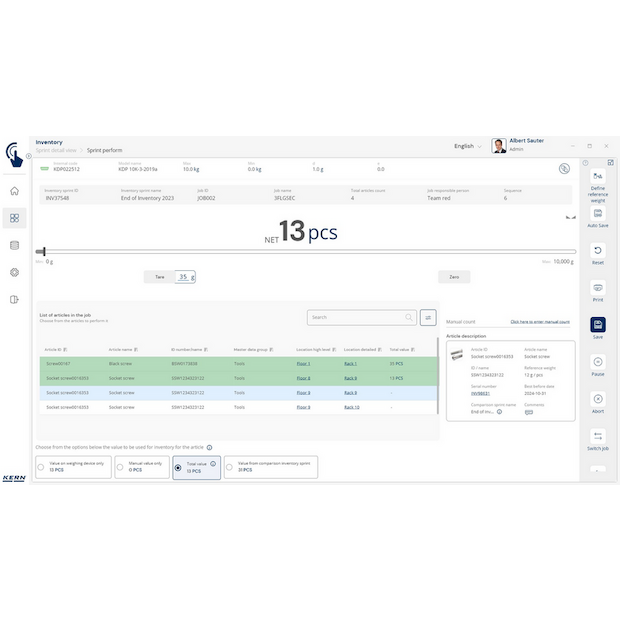Software EasyTouch SET-52 Inventory