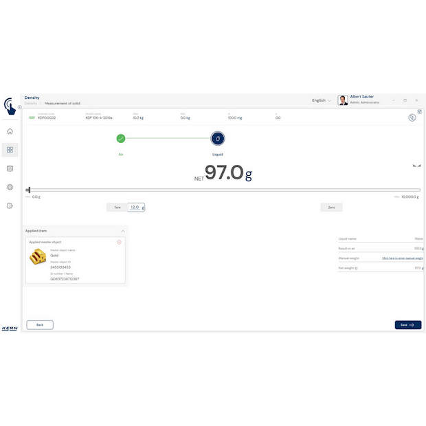 Software EasyTouch SET-04 Density