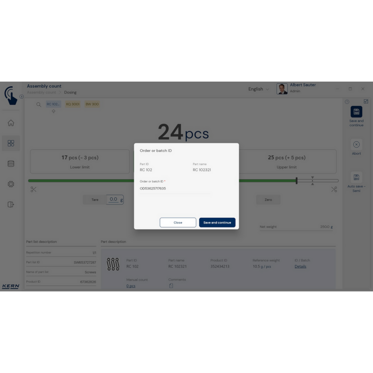 Software EasyTouch SET-35 Assembly Count