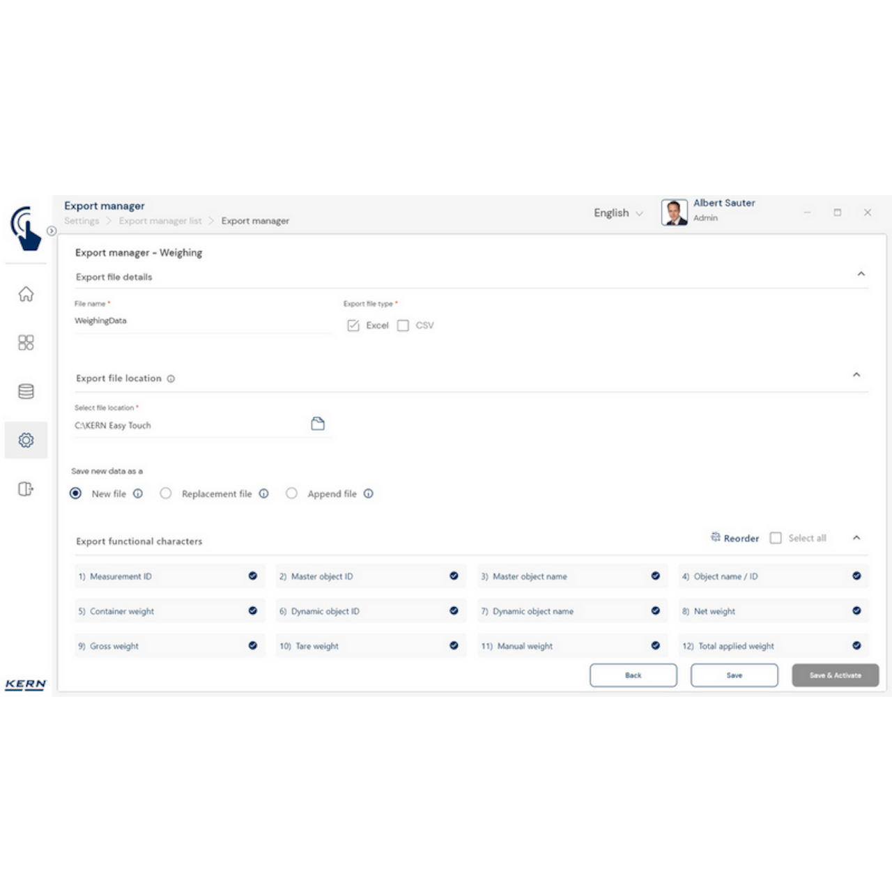 Software EasyTouch SET-37 Export Manager