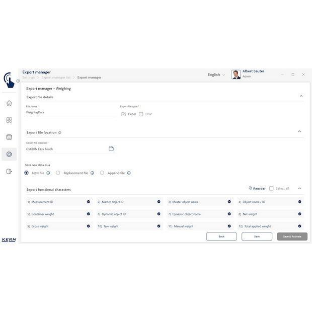 Software EasyTouch SET-37 Export Manager