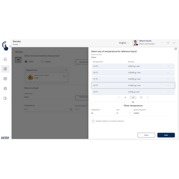 Software EasyTouch SET-04 Density