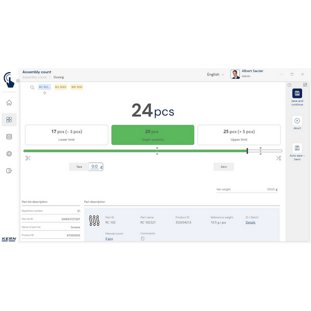 Software EasyTouch SET-35 Assembly Count
