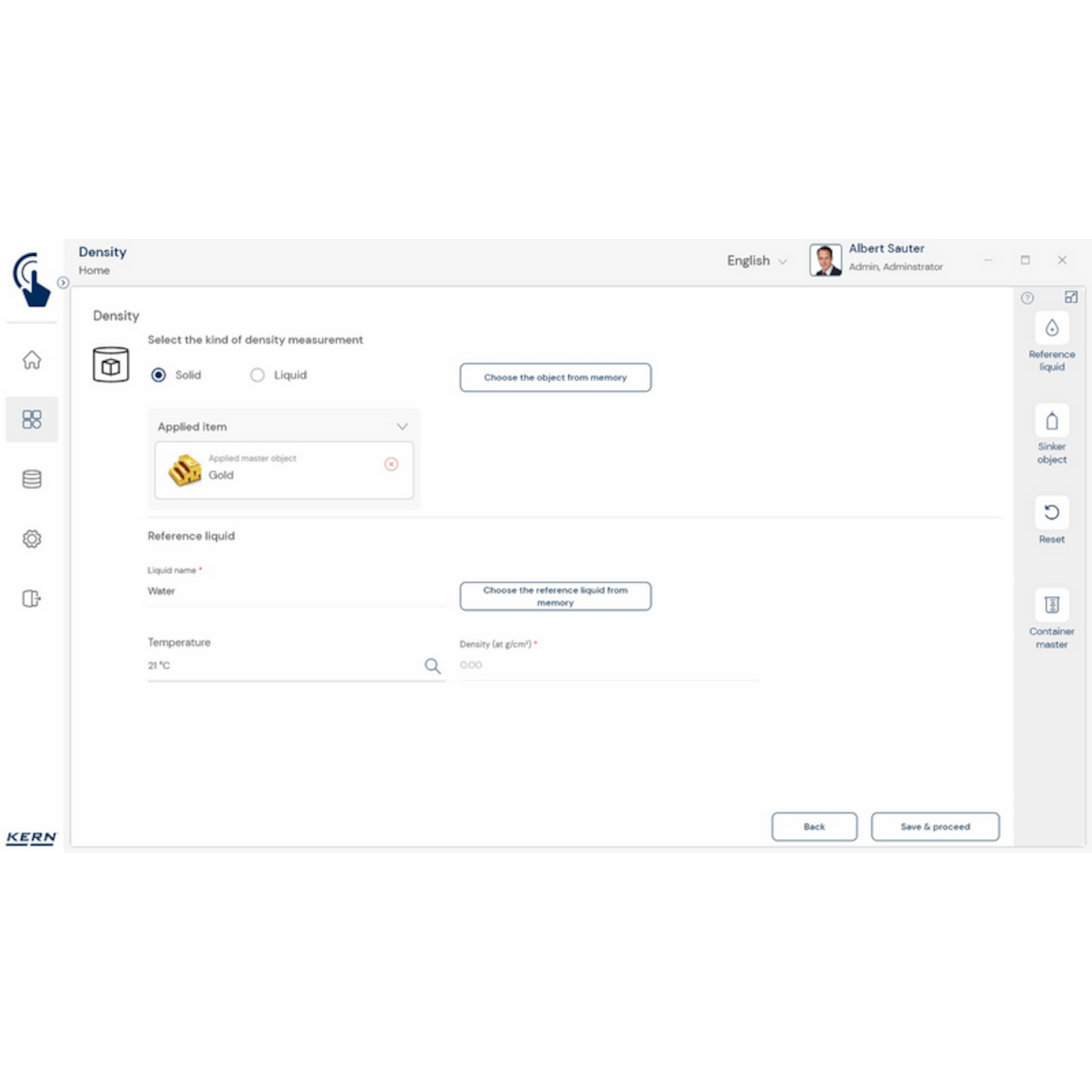 Software EasyTouch SET-04 Density