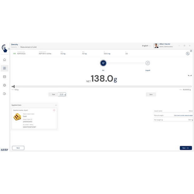 Software EasyTouch SET-04 Density