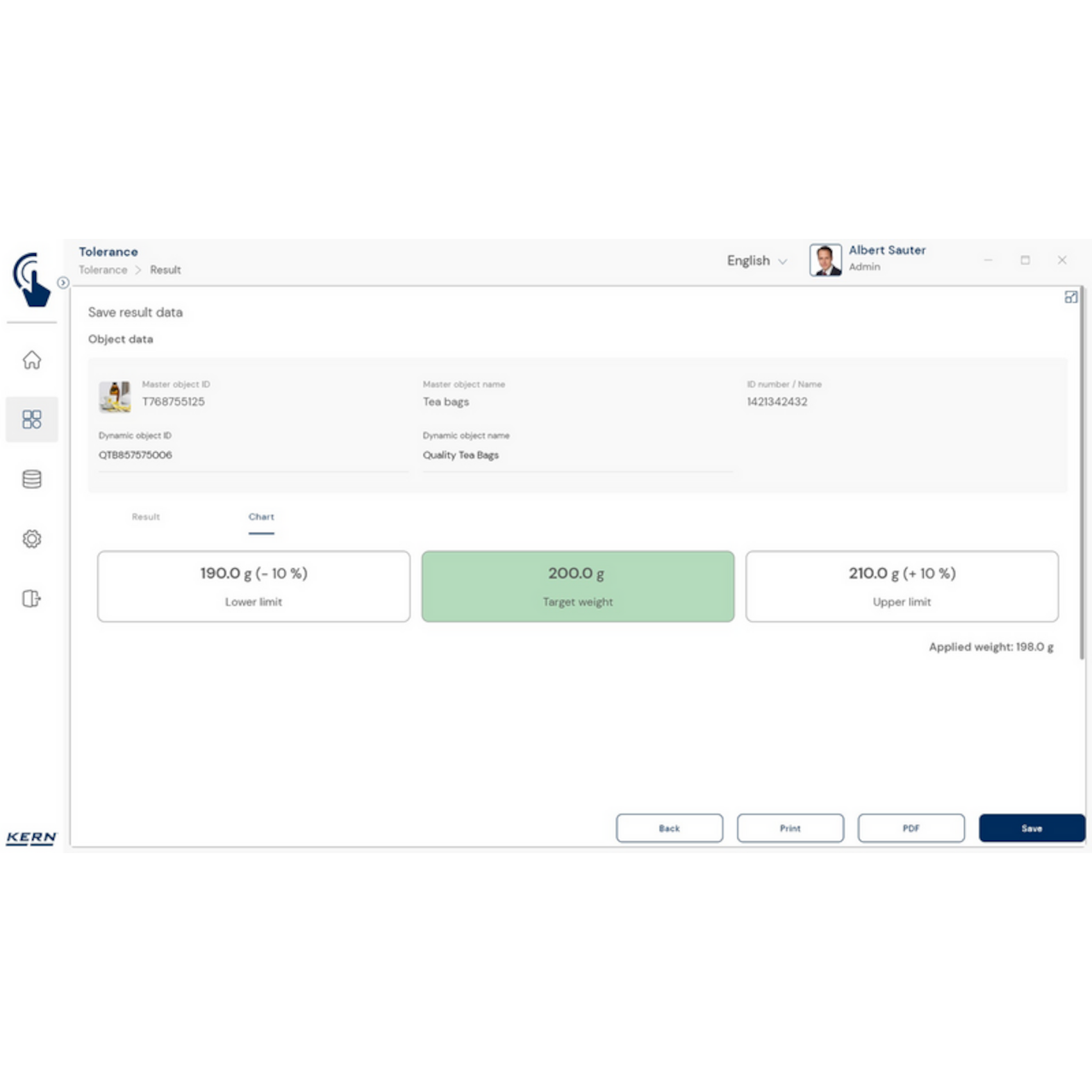 Software EasyTouch SET-31 Tolerance