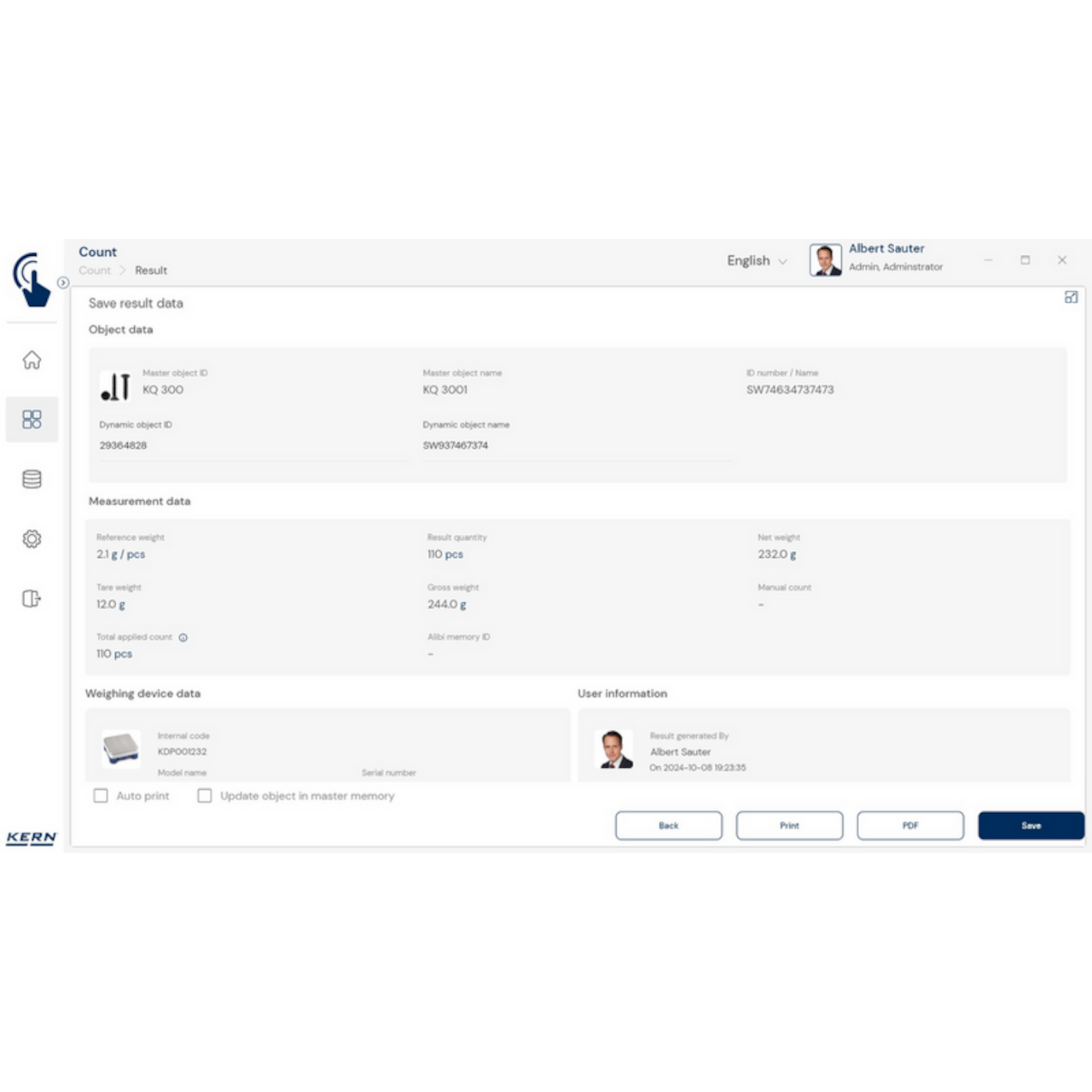 Software EasyTouch SET-32 Count