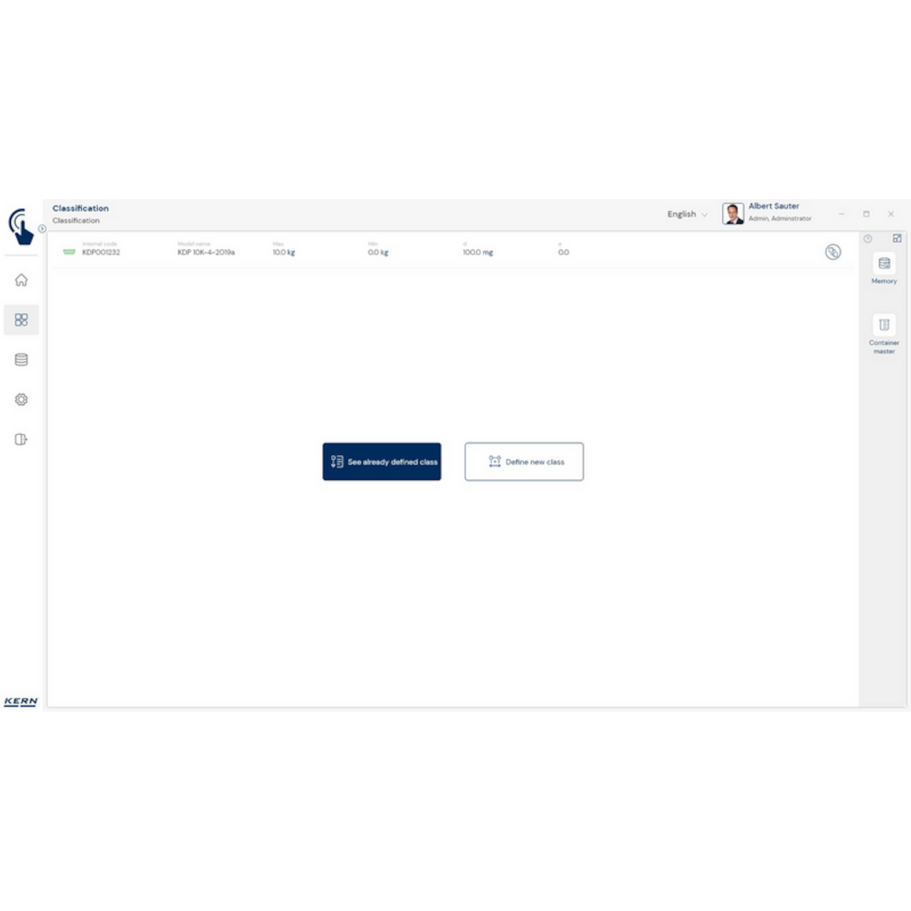 Software EasyTouch SET-06 Classification