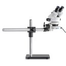 Stereo zoom microscope Set Trinocular 0,7-4,5x: Telescopic arm stand (Plate), LED ring