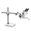 Stereo zoom microscope Set Trinocular 0,7-4,5x: Telescopic arm stand (Plate), LED ring