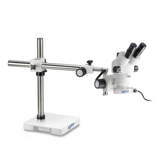 Stereo zoom microscope Set Binocular 0,7-4,5x: Double arm stand (Plate), LED ring
