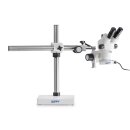Stereo zoom microscope Set Binocular 0,7-4,5x: Spr.loaded arm stand (Clamp), LED ring